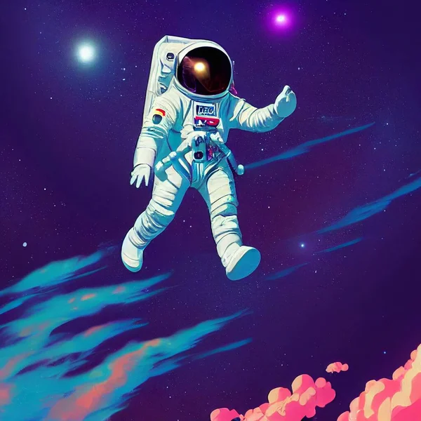 Uzaydaki astronotun tüm vücut görüntüsü. Yüksek kalite 3d illüstrasyon
