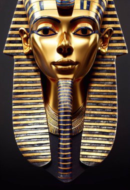Altın Mısır Tanrısı Ra Pharaon 'un kafatası dekoratif bir şekilde sergileniyor. Yüksek kalite 3d illüstrasyon