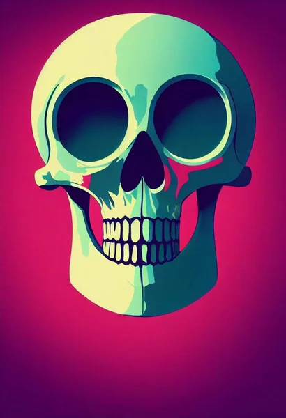 Halloween cartoon style skull on purple background. High quality 3d illustration