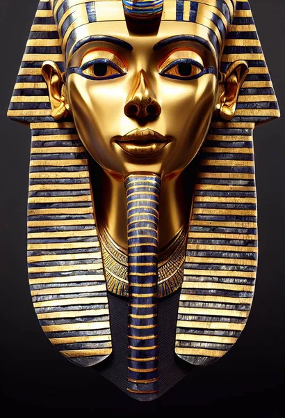 Gold Ägyptischer Gott Pharaon Schädel Auf Dekorativem Displaysockel Hochwertige Illustration — Stockfoto