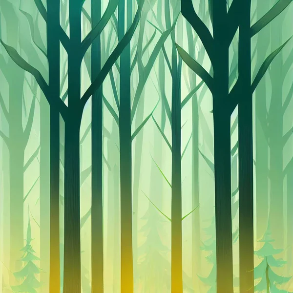 Illustrazione Foresta Piatta Concetto Ecologia Illustrazione Alta Qualità — Foto Stock