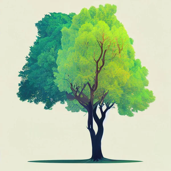 Illustration Arbre Vert Plat Concept Écologie Illustration Haute Qualité — Photo