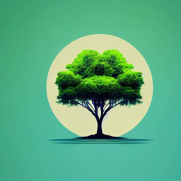 Illustration Des Flachen Grünen Baumes Ökologisches Konzept Hochwertige Illustration — Stockfoto