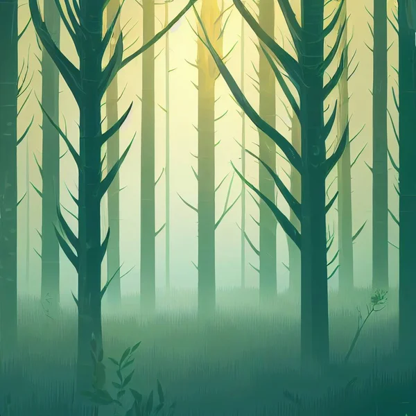 Ilustrație Pădure Plată Concept Ecologie Ilustrație Înaltă Calitate — Fotografie, imagine de stoc