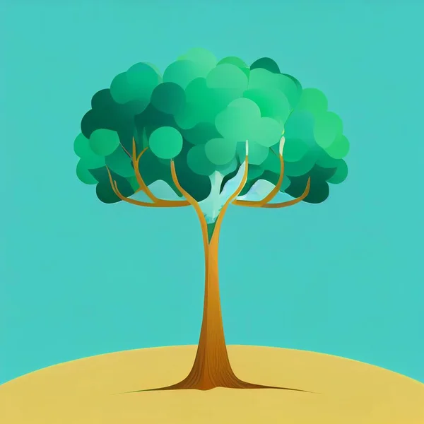 Flat cartoon style tree illustration . High quality illustration