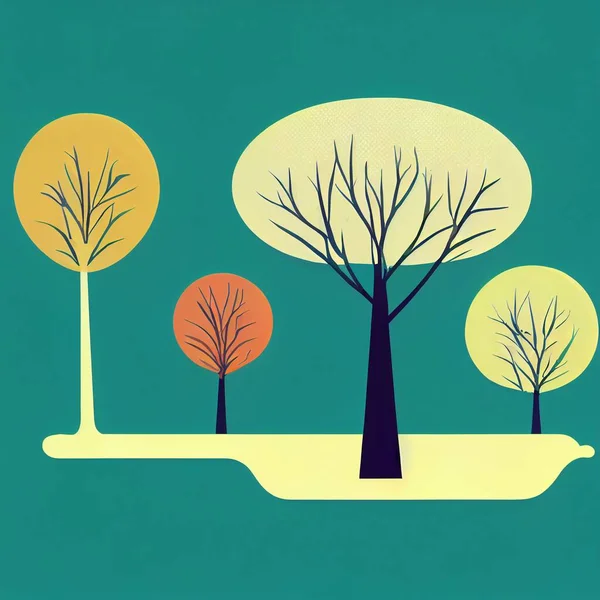 Flat cartoon style trees illustration . High quality illustration