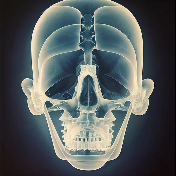 黒と白の人間の頭蓋骨の現実的なX線 高品質の3Dイラスト — ストック写真