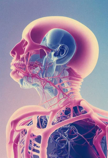 Human anatomy illustration - central nervous system with a visible brain. High quality illustration