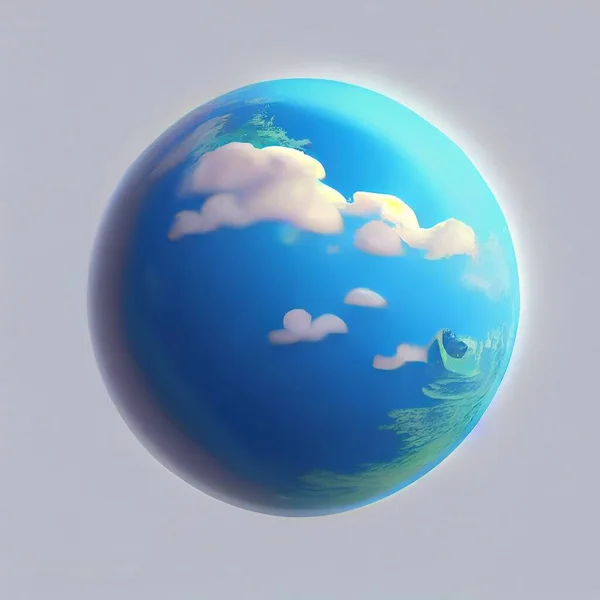 Planet Erde Auf Hellblauem Hintergrund Cartoon Stil Hochwertige Illustration — Stockfoto