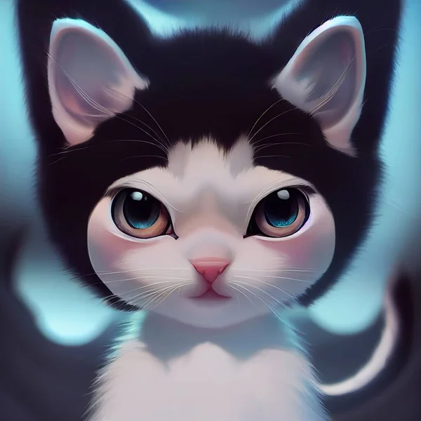 Gatinho Estilo Cartoon Bebê Fofo Bonito Ilustração Alta Qualidade — Fotografia de Stock