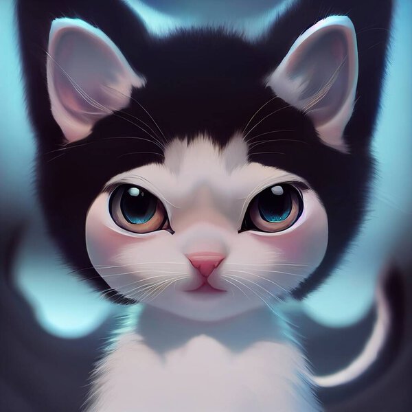 漫画風子猫 ふわふわかわいい赤ちゃん 高品質のイラスト — ストック写真