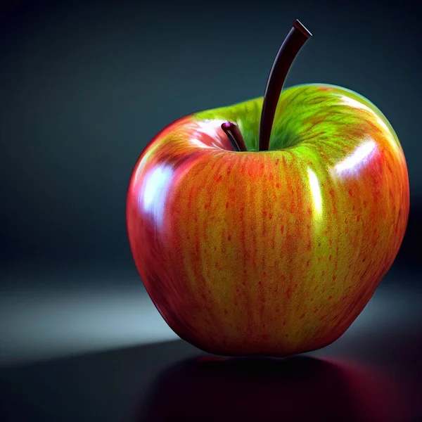 3d realistic fresh apple on black background. High quality illustration