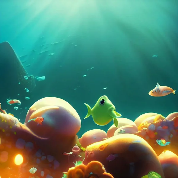 Paisagem Oceânica Vida Subaquática Ilustração Alta Qualidade — Fotografia de Stock