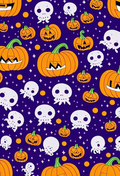 Papel Embrulho Presente Halloween Holiday Com Abóboras Fundo Violeta Design — Fotografia de Stock