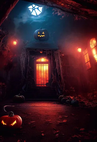 Halloween Gra Karty Upiorny Nawiedzony Dom Wysokiej Jakości Zdjęcie — Zdjęcie stockowe