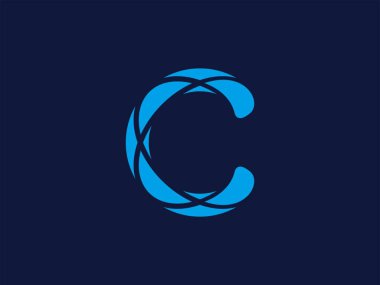 C ilk monogram harf logosu yazı tipi geometri alfabesi düzenlenebilir