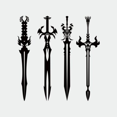 Kılıç illüstrasyon simgesi klipsi sanat vektör ögesi düzenlenebilir ayarlandı