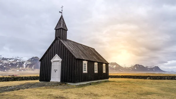 Black Church Peninsula Snafellsnes Budakirkja Budir Church Iceland — Stock Photo, Image
