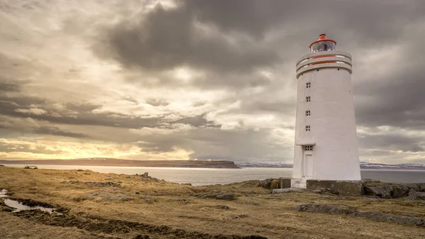 Faro Nella Costa Nord Dell Islanda — Foto Stock