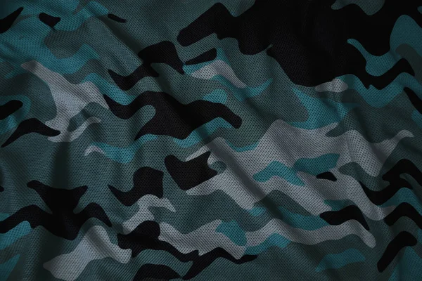 Blue Arctic Navy Military Camouflage Fabric Texture — Stock Photo, Image