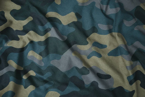 Blue Arctic Navy Military Camouflage Fabric Texture — ストック写真