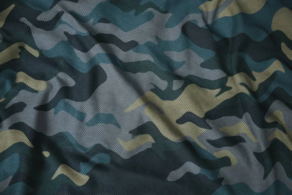 Blue Arctic Navy Military Camouflage Fabric Texture — Stock Photo, Image