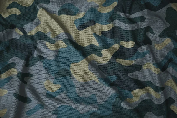 Blue Navy Army Camouflage Synthetic Fabric Texture —  Fotos de Stock