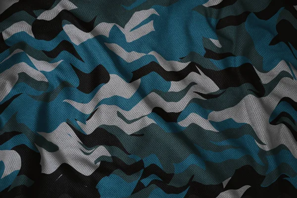 Blue Navy Army Camouflage Synthetic Fabric Texture — Stock Photo, Image