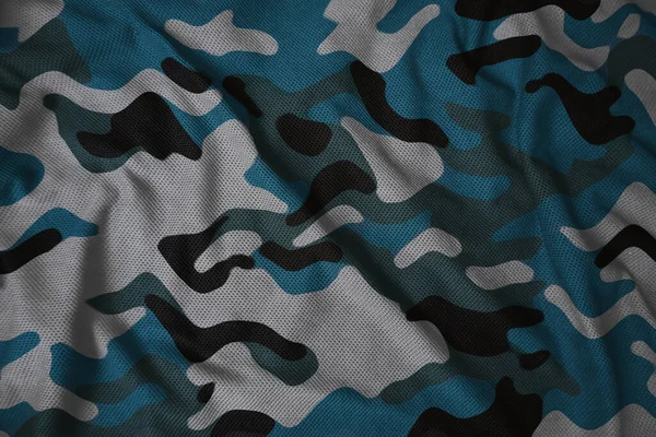 Blue Navy Army Camouflage Synthetic Fabric Texture —  Fotos de Stock