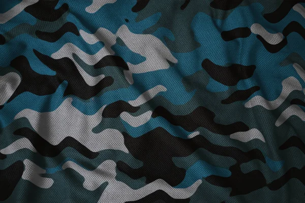 Blue Navy Army Camouflage Synthetic Fabric Texture — Stock fotografie