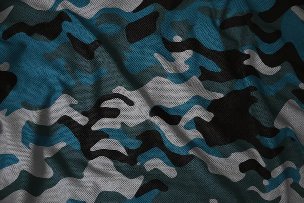 Blue Navy Army Camouflage Synthetic Fabric Texture — Stock fotografie