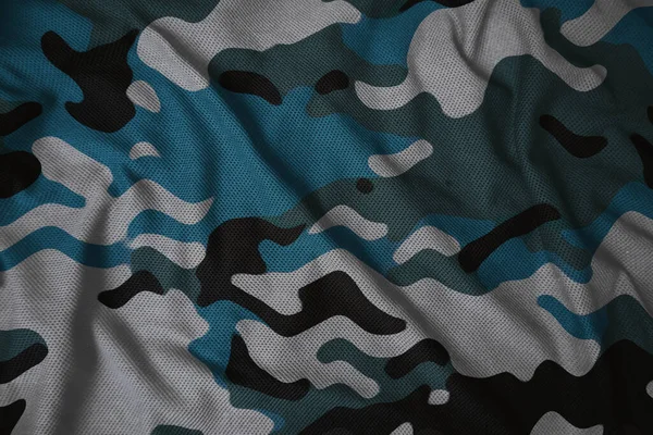 Blue Navy Army Camouflage Synthetic Fabric Texture — Zdjęcie stockowe