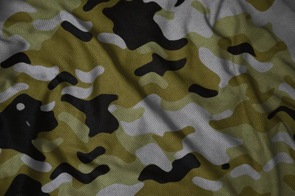 Army Camouflage Synthetic Fabric Texture Yellow — Zdjęcie stockowe