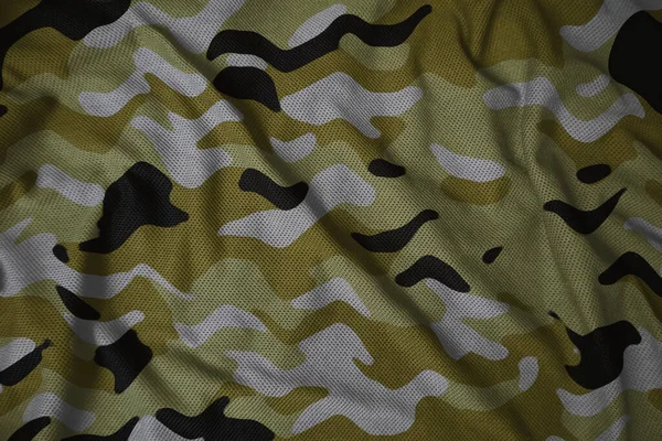 Yellow Army Camouflage Synthetic Fabric Texture — Foto Stock