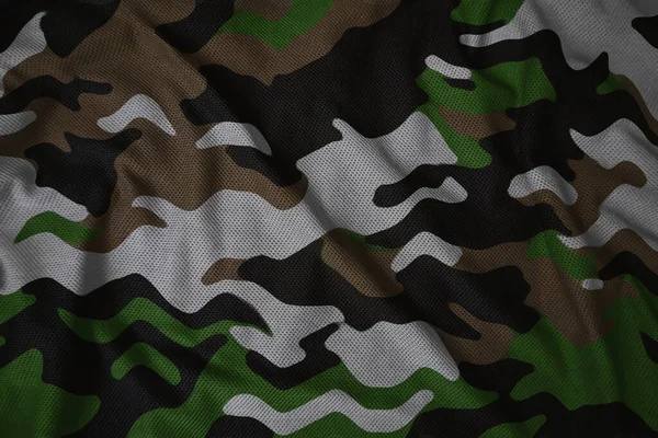 Woodland Army Camouflage Synthetic Fabric Texture — Stock Photo, Image