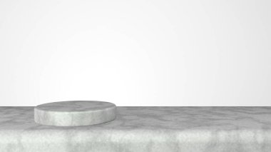 3D soyut sergi salonu. Lüks bir şekilde hazırlanmış gerçekçi beyaz mermer kaide kürsüsü. Ürün görüntüleme şablonu sunumu için en küçük sahne. altın geometrik arkaplan