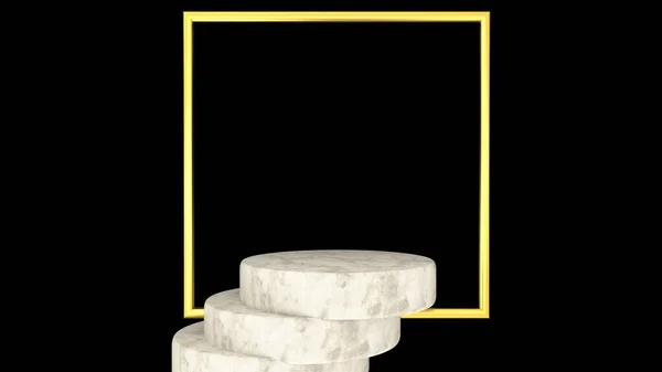 Showroom White Marble Pedestal Podium Product Display Template Presentation Black — Stock Photo, Image