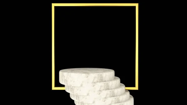 Showroom White Marble Pedestal Podium Product Display Template Presentation Black — Stock Photo, Image