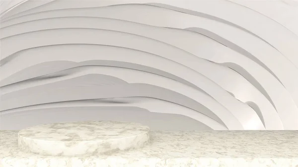 Showroom Beyaz Mermer Kaide Podyumu Ürün Gösterim Şablonu Sunumu Için — Stok fotoğraf