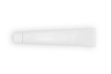 Beyaz arkaplanda izole edilmiş boş beyaz diş macunu tüpü