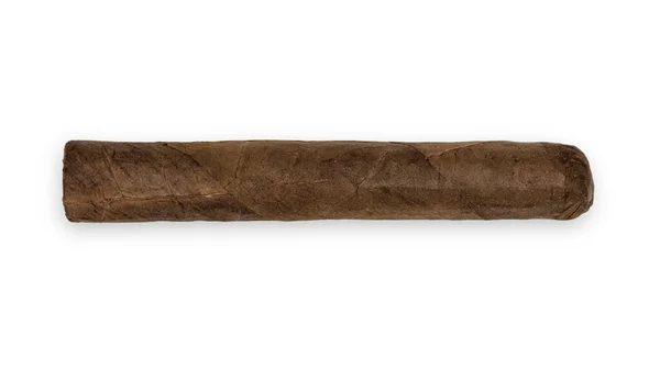 Brown Cuban Cigar Horizontal Isolated White Background — Stock Photo, Image