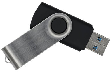 Beyaz arkaplanda katlanabilir USB flaş bellek
