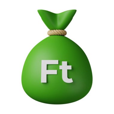 Green Money Bag Forint 3D Illustration