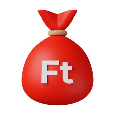 Red Money Bag Forint 3D Illustration