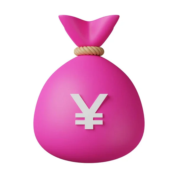 Pink Money Bag Yen 3D Illustration