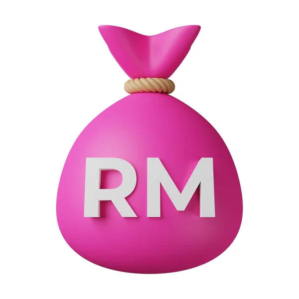 Pink Money Bag Ringgit 3D Illustration