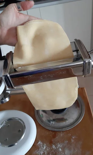pasta made by hand with the pasta machine, hand made pasta