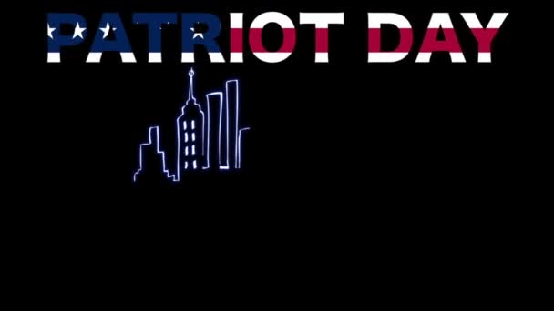 911 Video Animatie Patriot Dag Amerikaanse Vlag Met Woorden Die — Stockvideo