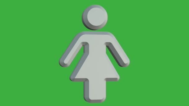 Pantalla Verde Vídeo Icono Femenino — Vídeos de Stock