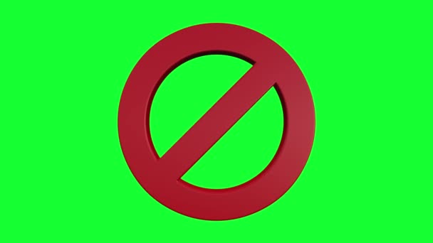 Lateks Malzeme Kırmızı Renk Ile Yeşil Ekran Yasaklama Simgesi — Stok video